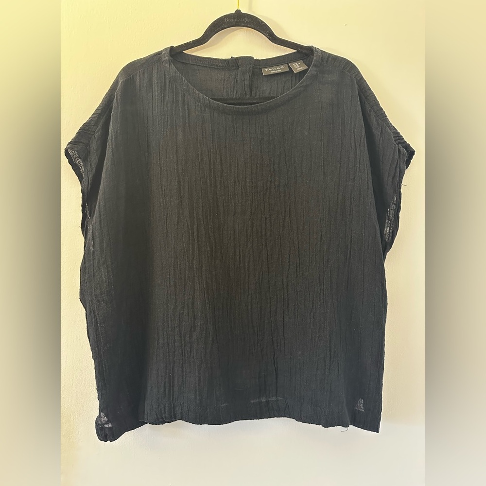 Tahari Linen Black Women's Top